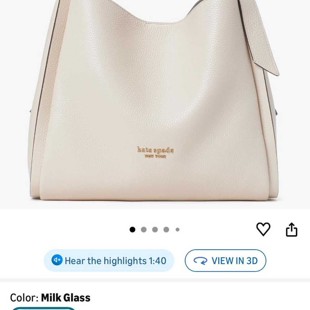 kate spade Cream Pebbled Leather Shoulder Bag - Picture 12 of 12